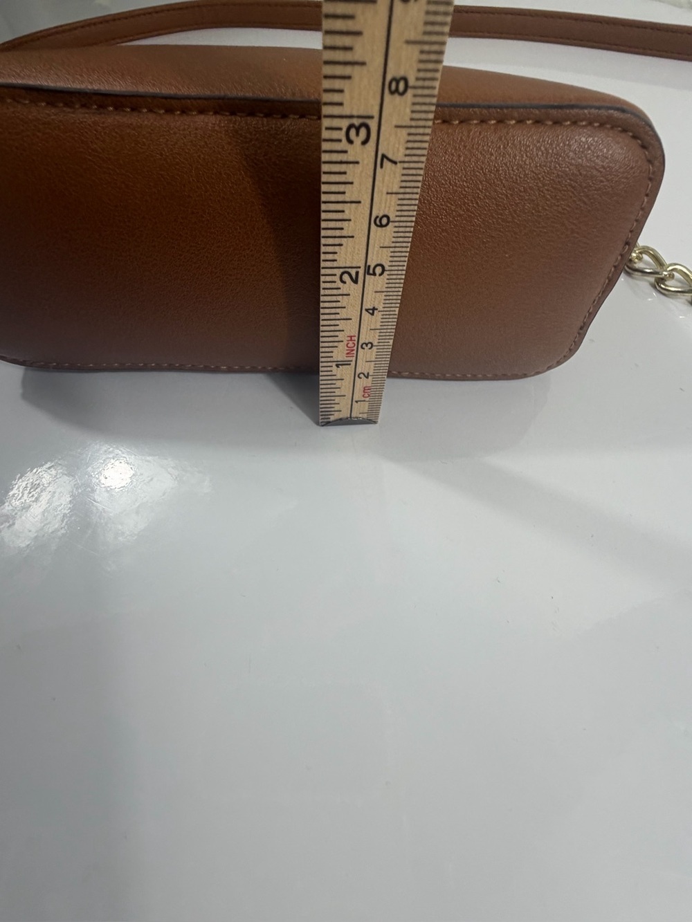 Steve Madden Brown Crossbody Bag Gold Chain Small Purse - Picture 6 of 11